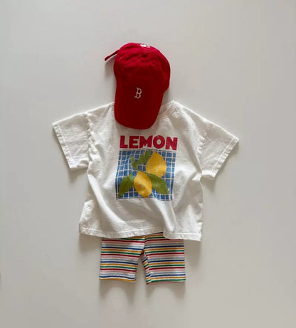 Loose Fruit Lemon Print Shoulder T-shirt [mh0013286]