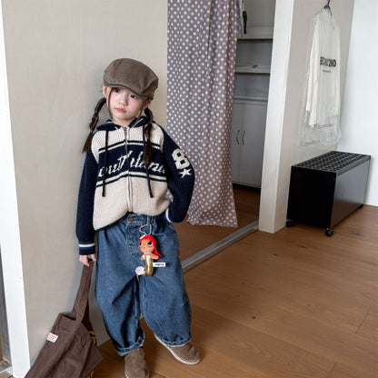 Pantalones vaqueros holgados de pierna cónica para niños【mh0014537】