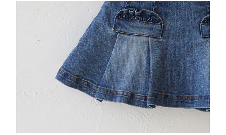 -プリーツフリルポケットデニムスカート イージーウエストミニスカート【mh0010828】 - mamahalo shop - スカート -  べビー服 - 子供服 - 男の子 - 女の子