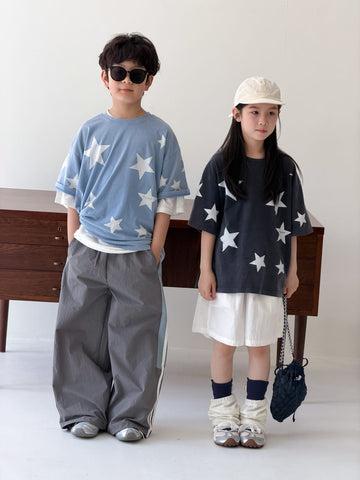Star Print Loose Tee 星柄 半袖Tシャツ【mh0013524】