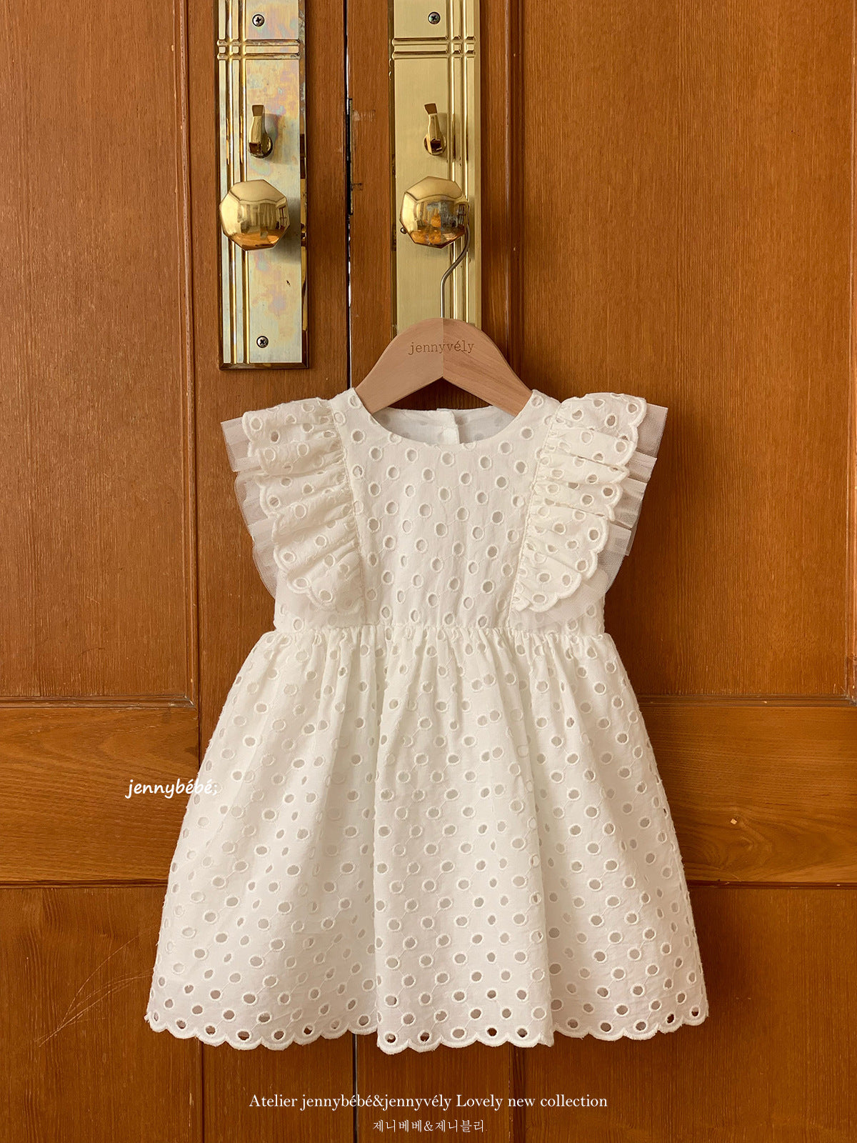 Eyelet Cotton Romper Dress コットン レース フリル袖 ロンパース ドレス【mh0012549】