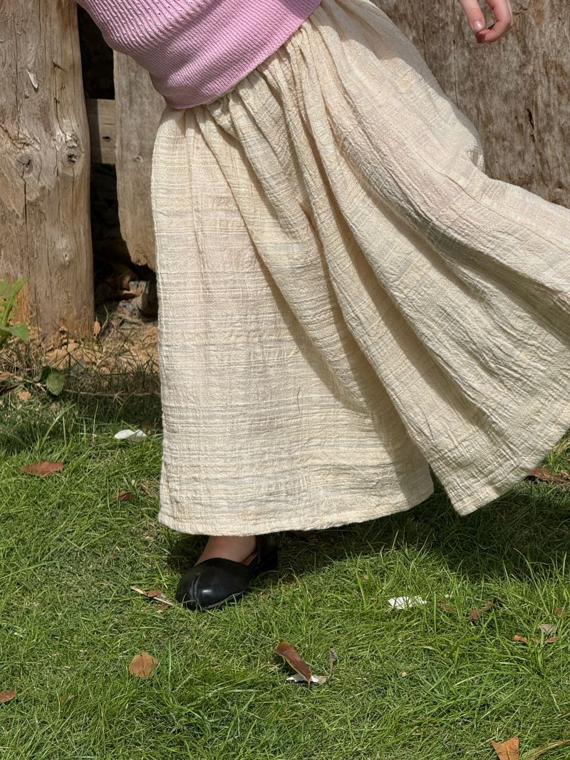 Textured Cotton Linen Culottes ドット シンプル ロングガウチョパンツ【mh0012822】