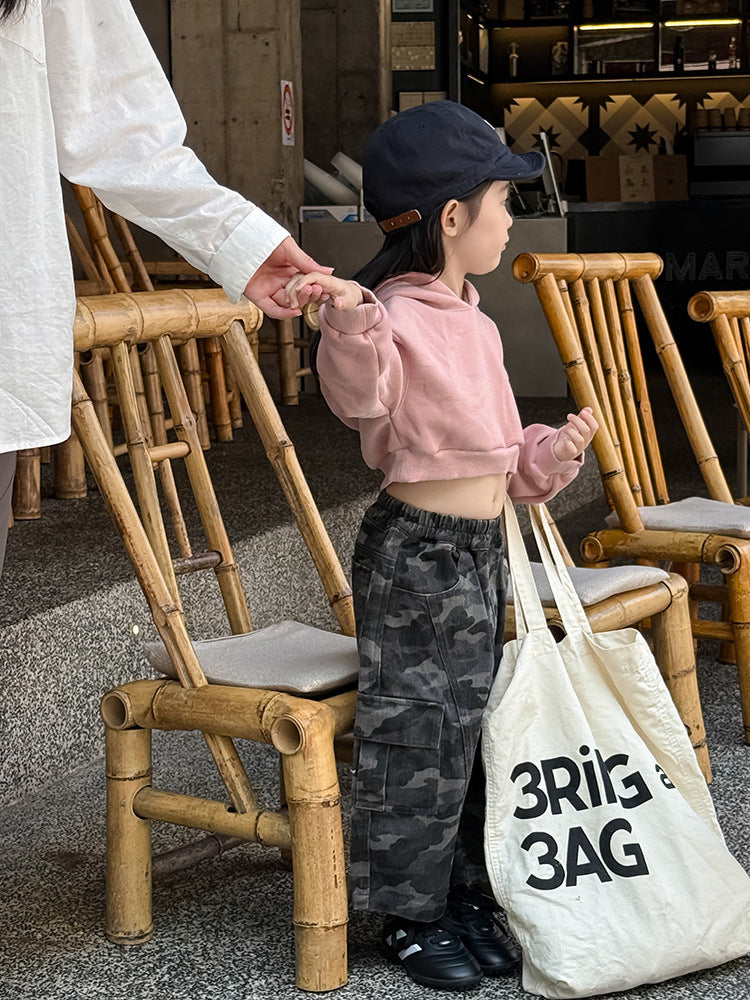 -クロップド丈パーカー 刺繍ロゴ入りフーディー ショートスウェット【mh0011053】 - mamahalo shop - カーディガン・パーカー -  べビー服 - 子供服 - 男の子 - 女の子