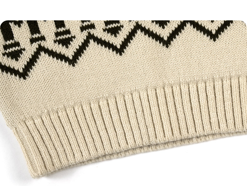 -長袖ニットセーター フェアアイル柄 北欧風 クルーネック プルオーバー【mh0011307】 - mamahalo shop - ニット・セーター -  べビー服 - 子供服 - 男の子 - 女の子