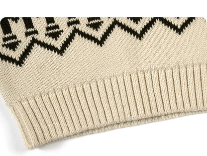 -長袖ニットセーター フェアアイル柄 北欧風 クルーネック プルオーバー【mh0011307】 - mamahalo shop - ニット・セーター -  べビー服 - 子供服 - 男の子 - 女の子