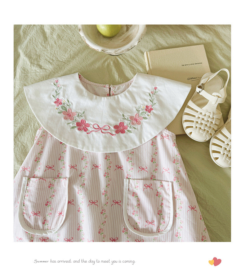 Flower Print Ruffle Dress フリル ノースリーブワンピース【mh0013656】