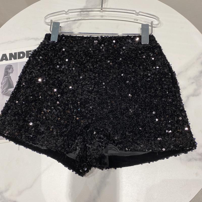 キッズジュニアパンツ ショートパンツ ホットパンツ スパンコール シャイニー Y2K シルバー/ゴールド/ブラック/3カラー【mh0004043】