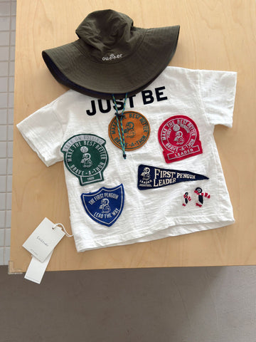 ワッペン付き スラブコットン 半袖Tシャツ アメカジヴィンテージ【mh0013694】