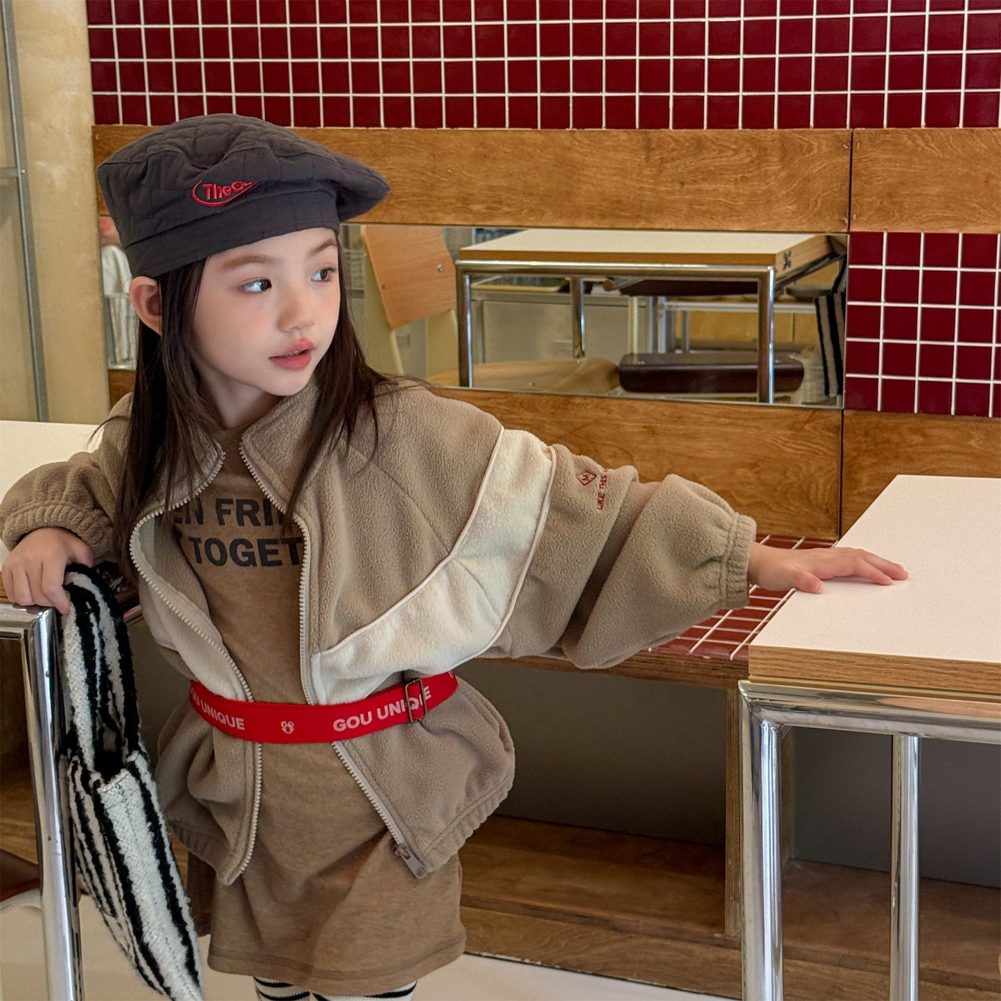 -バイカラージップアップフリースジャケットブルゾン裏起毛防寒アウター【mh0010912】 - mamahalo shop - ショートコート・ジャケット・ジャンパー -  べビー服 - 子供服 - 男の子 - 女の子