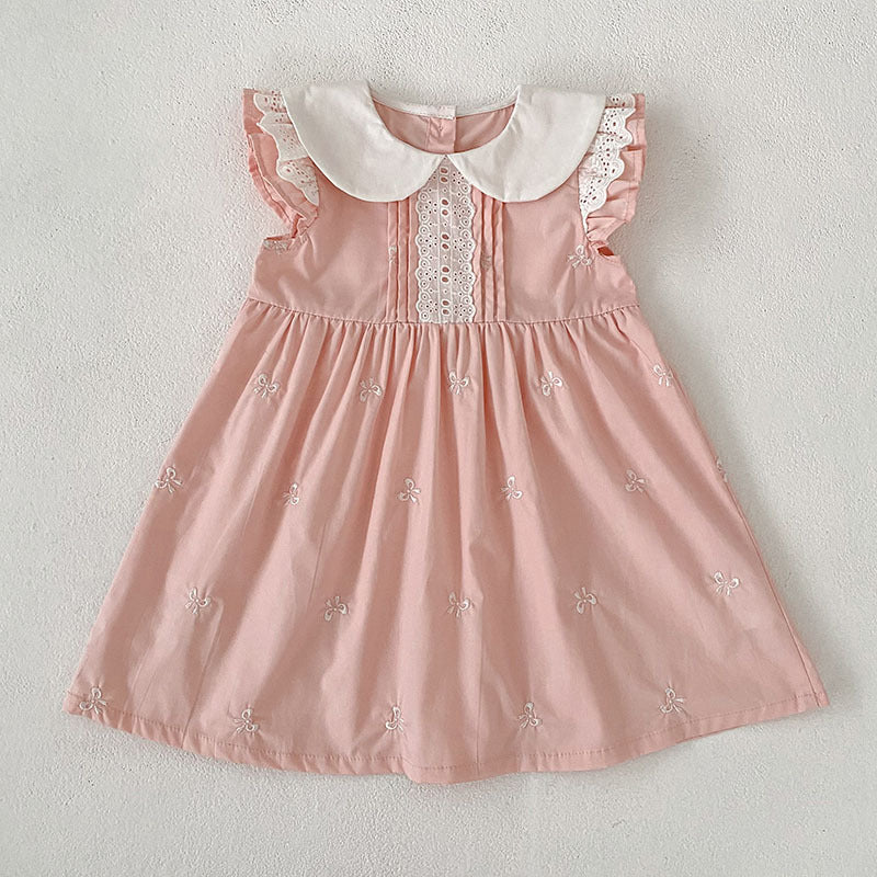 Bow Embroidery Ruffle Romper Dress ラッフル ロンパース ワンピース【mh0013161】