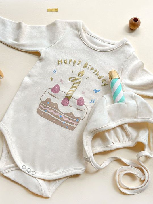 Birthday Cake Costume Hat Set Romper バースデーケーキ 長袖ロンパース 帽子 セット コスチューム【mh0013353】
