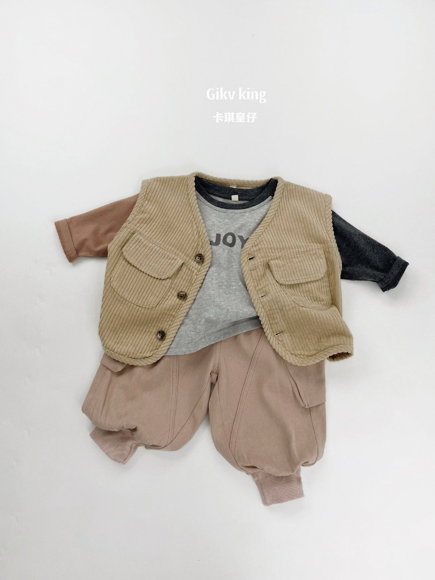 Retro Corduroy Layered Sleeveless Vest コーデュロイ ベスト【mh0012573】