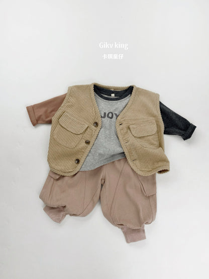 Retro Corduroy Layered Sleeveless Vest コーデュロイ ベスト【mh0012573】