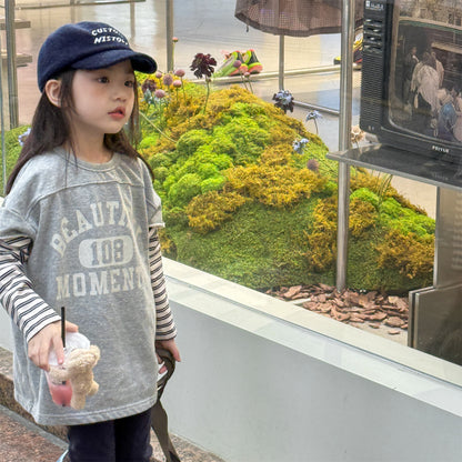 -ロゴプリントベストドッキング長袖Tシャツ スウェット【mh0010806】 - mamahalo shop - 長袖Tシャツ -  べビー服 - 子供服 - 男の子 - 女の子