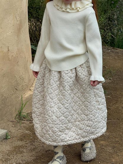 長袖カットソー ダブルラッフルカラー ニットTシャツセーター【mh0011756】