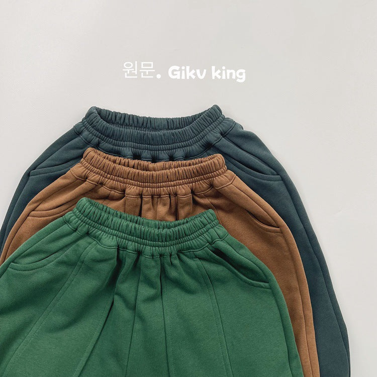 Kids Plain Tucked Loose Easy Pants [mh0013931]