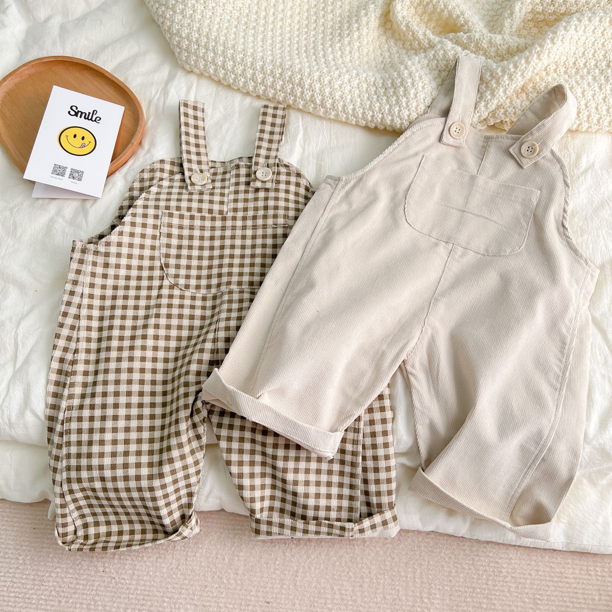 Baby Corduroy Check Pocket Overalls [mh0000591]