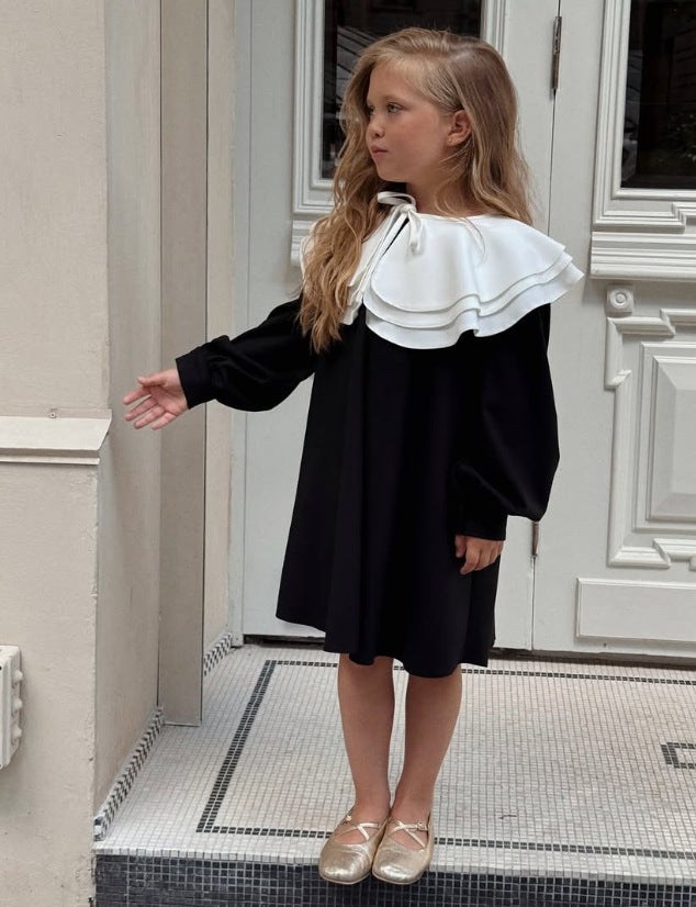 2025 INS Rusia Primavera-Otoño Niñas Algodón-Lino Cuello Muñeca Desmontable Manga Larga JK Elegante Vestido Estilo Cortesano【mh0013870】