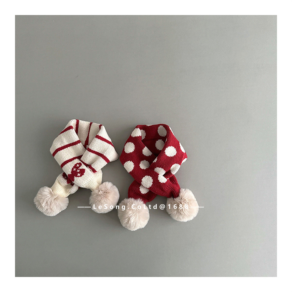 キッズマフラー ニット リボン/いちご ぽんぽん ネックウォーマー【mh0011808】