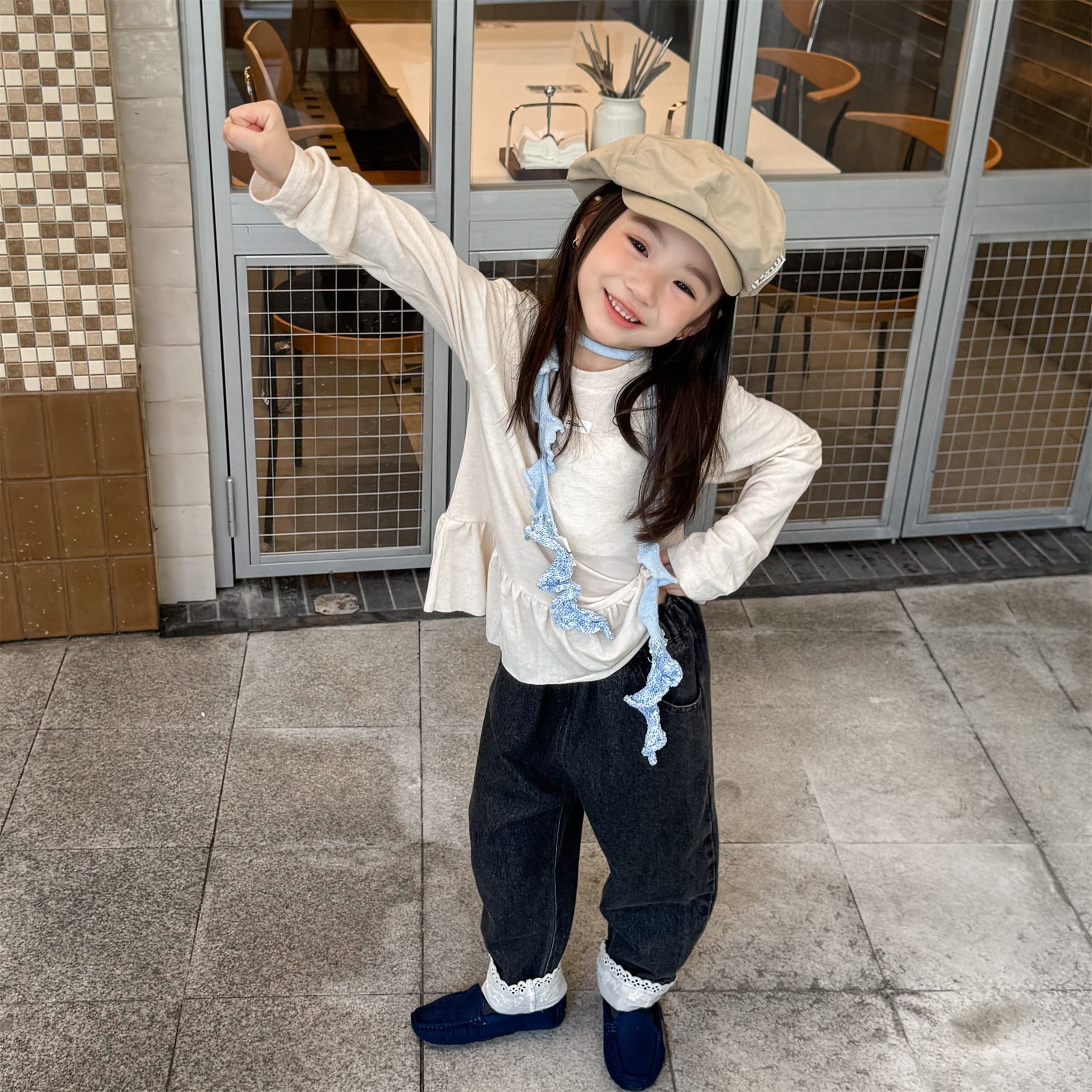 -裾レース付きデニムパンツ ジーンズ【mh0010805】 - mamahalo shop - デニムパンツ -  べビー服 - 子供服 - 男の子 - 女の子