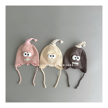 ベビー帽子 アイボール 目玉ワッペン ニットキャップ【mh0011826】