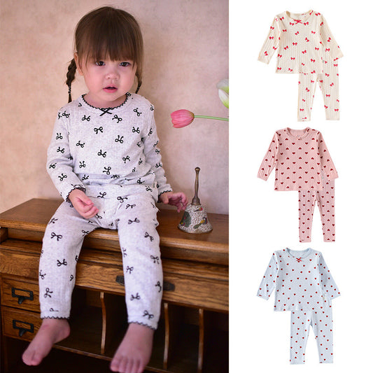 長袖パジャマセット リボン/ハートプリント【mh0011720】