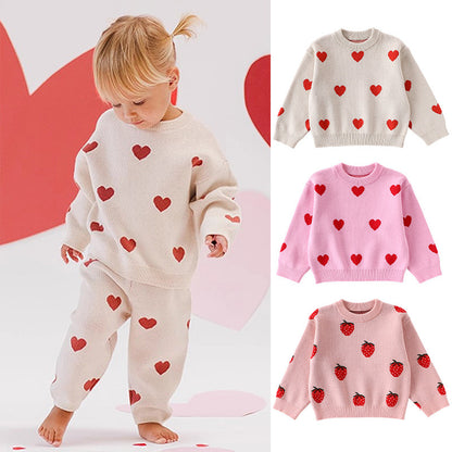 長袖セーター いちご/ハート ニットトップス プルオーバー【mh0011726】