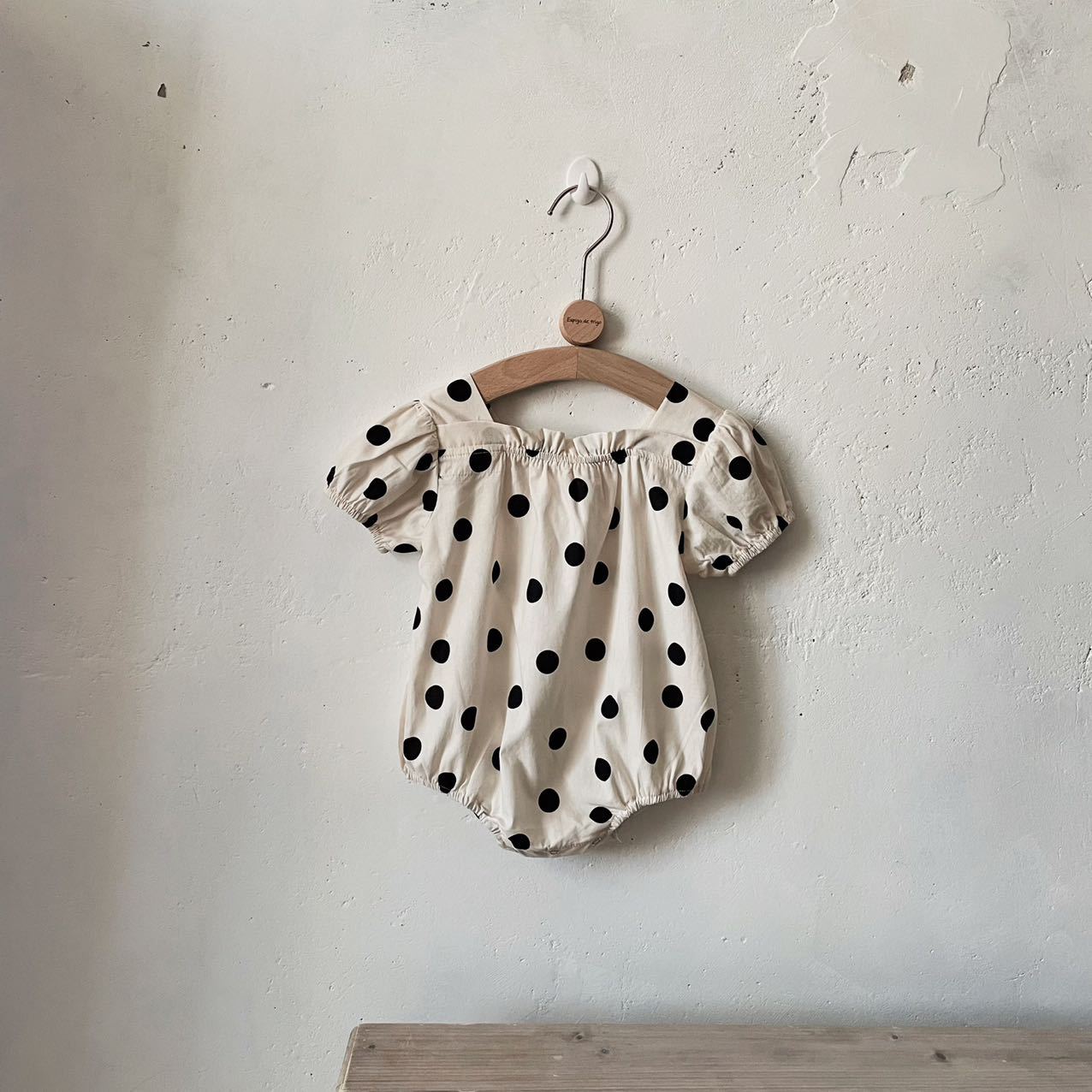 Baby Rabbit Dot Square Neck Short Sleeve Puff Sleeve Romper [mh0001866]