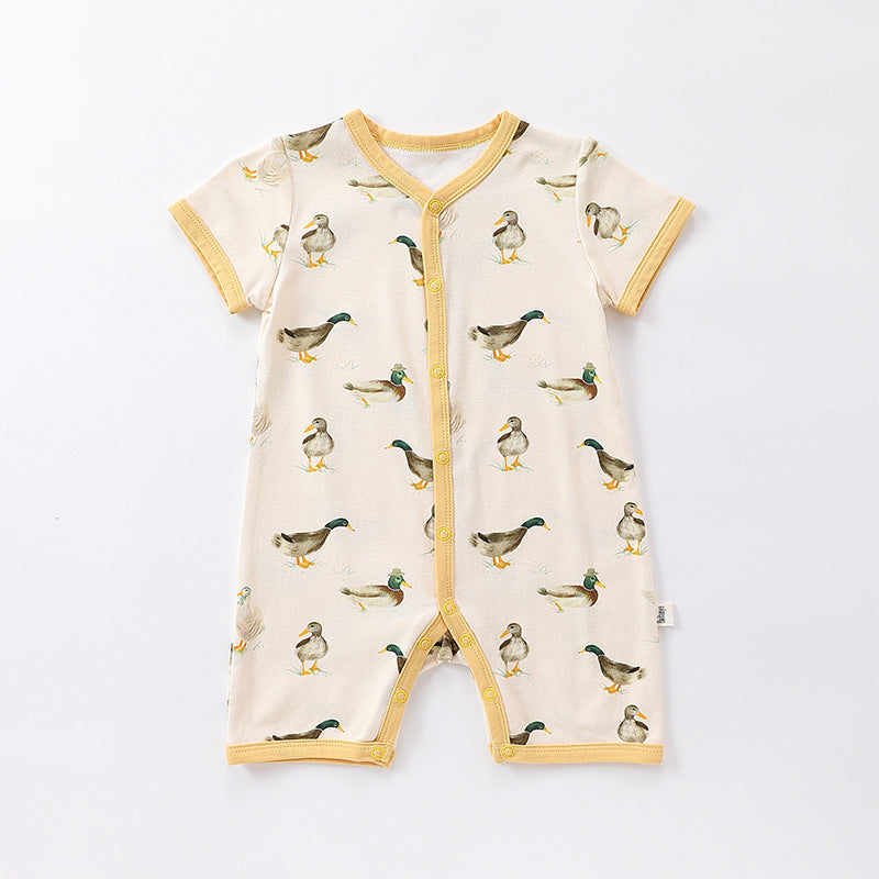 Animal Pattern Snap Button Short Sleeve Romper アニマル 半袖ロンパース【mh0013609】