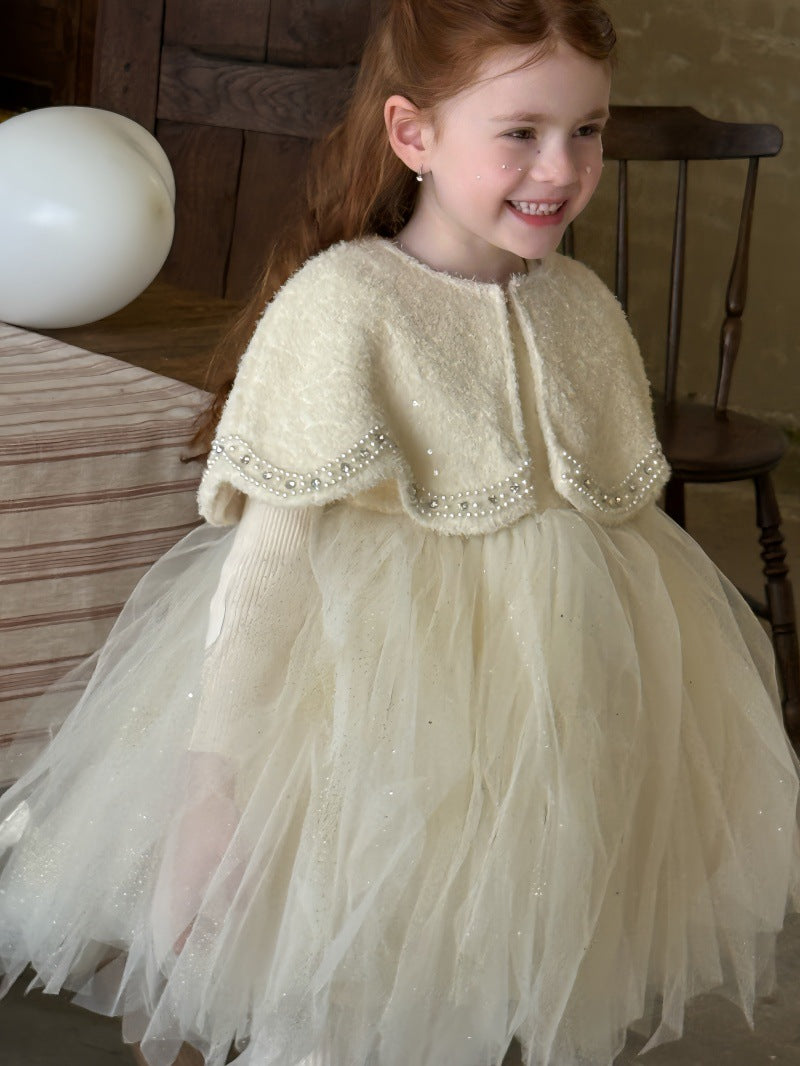 ノースリーブドレスワンピース/ケープ チュールスカート パーティ プリンセス【mh0011879】