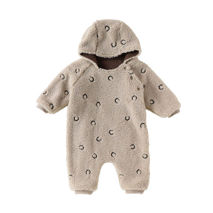 アウタージャンプスーツ 月星 ムーンスター刺繍 ボア 厚手 フード付【mh0011705】