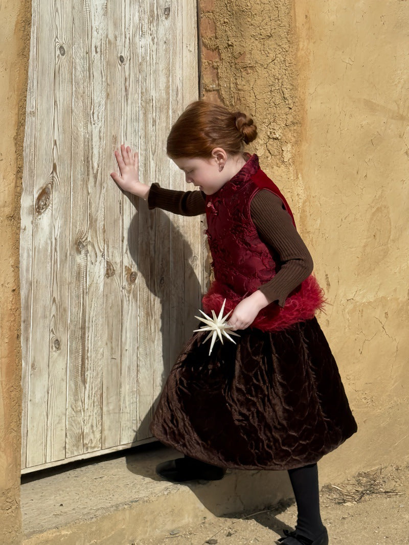 キルトスカート キルティング ビーズ刺繍【mh0011883】