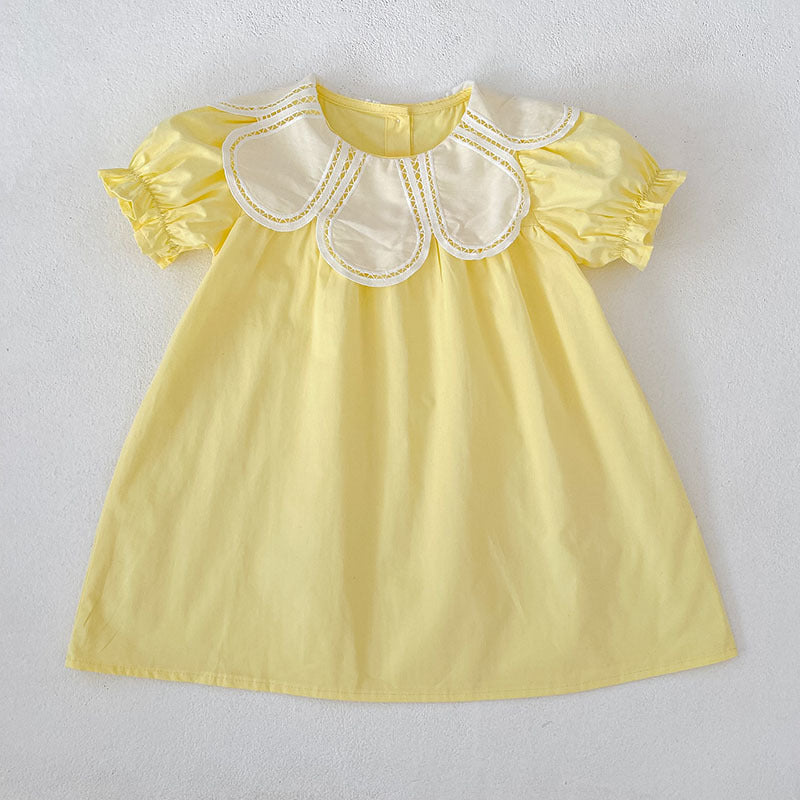 Petal Collar Romper Puff Sleeve Dress ラッフル ロンパース ミモレ丈ワンピース【mh0013158】