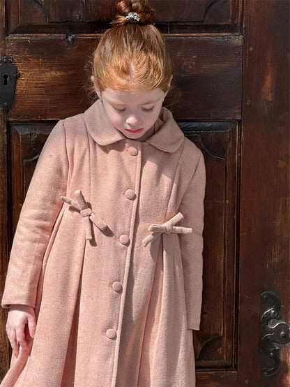 ウールコート ミディ丈 Aライン 襟付き リボンベルト ドレッシー【mh0011622】