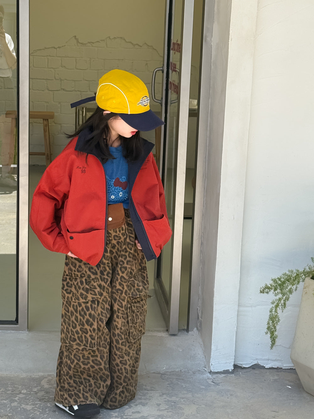 -レオパード柄ワイドパンツ ビッグポケット付きストレートロングパンツ【mh0010778】 - mamahalo shop - ロングパンツ・スウェットパンツ -  べビー服 - 子供服 - 男の子 - 女の子