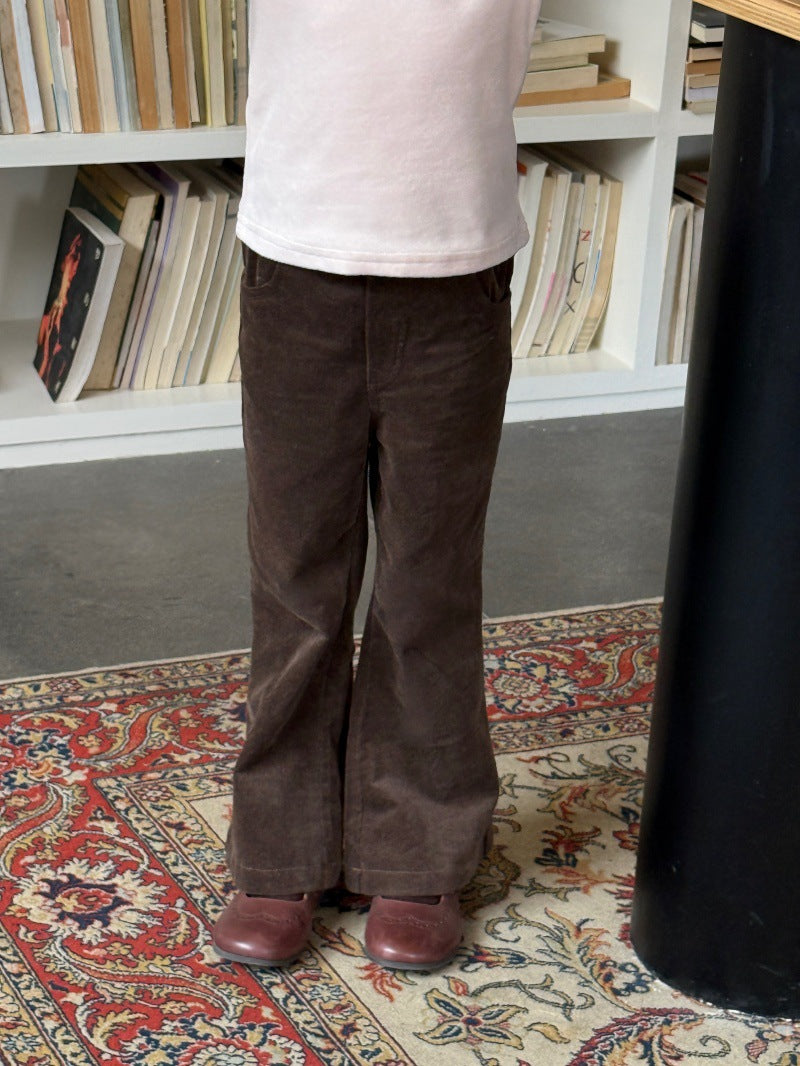 Kids' Corduroy Heart Pocket Straight Long Pants [mh0014084]