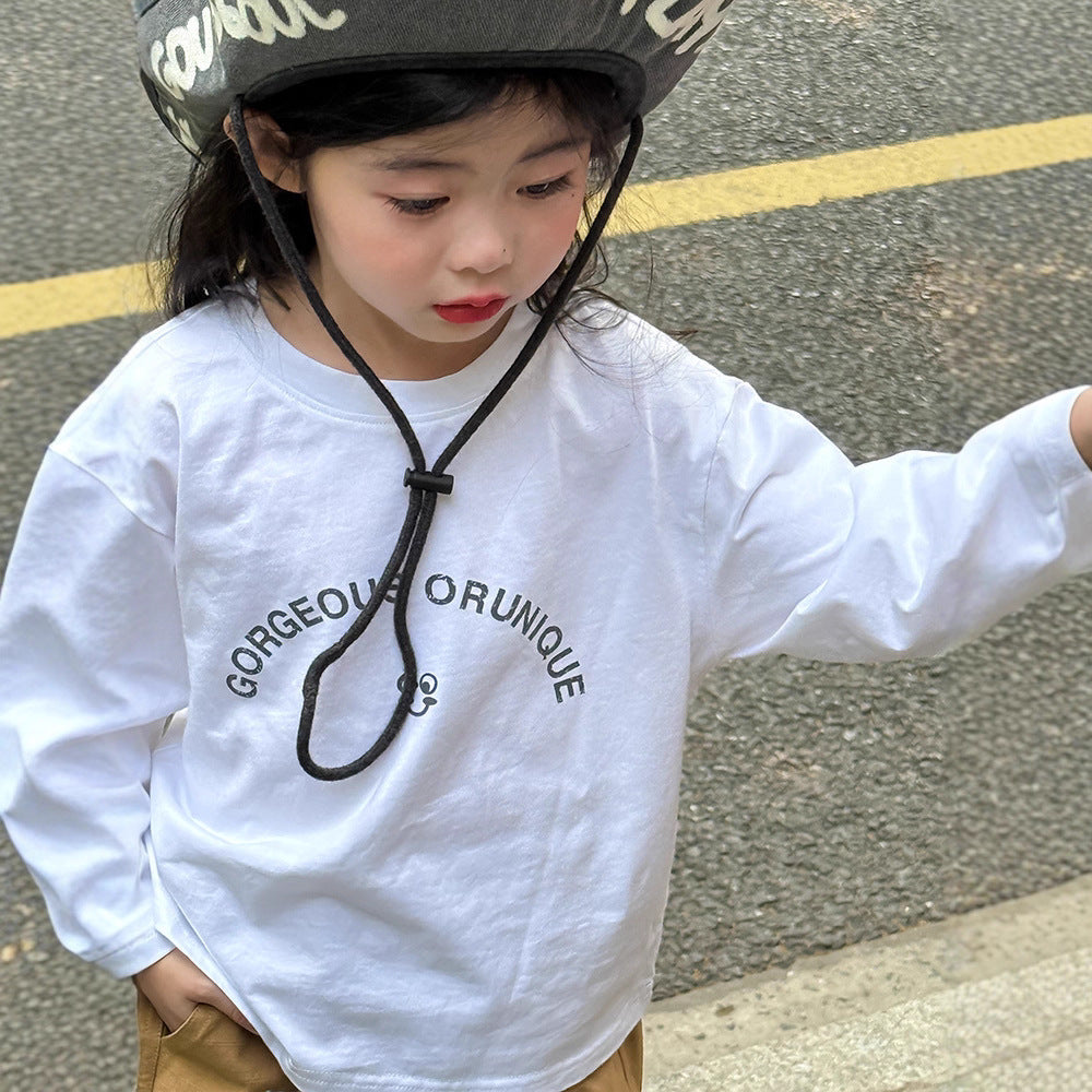 -落書き風キャラクターTシャツ ロゴ入りバックプリント長袖Tシャツ【mh0011065】 - mamahalo shop - 長袖Tシャツ -  べビー服 - 子供服 - 男の子 - 女の子