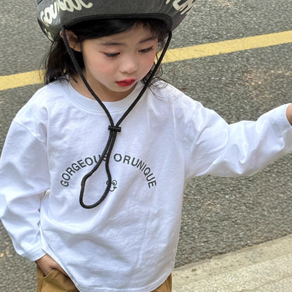 -落書き風キャラクターTシャツ ロゴ入りバックプリント長袖Tシャツ【mh0011065】 - mamahalo shop - 長袖Tシャツ -  べビー服 - 子供服 - 男の子 - 女の子