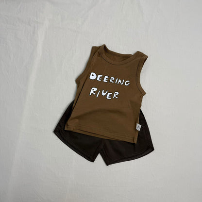 -ベビー セットアップ レターロゴ プリント タンクトップ ショートパンツ 3カラー ボーイズ【mh0002262】 - mamahalo shop - ノースリーブセットアップ -  べビー服 - 子供服 - 男の子 - 女の子