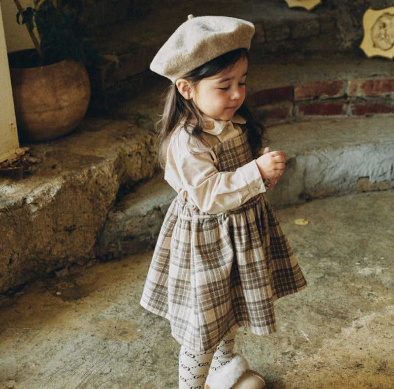 Baby Check Suspender Skirt Jumper Skirt [mh0000684]