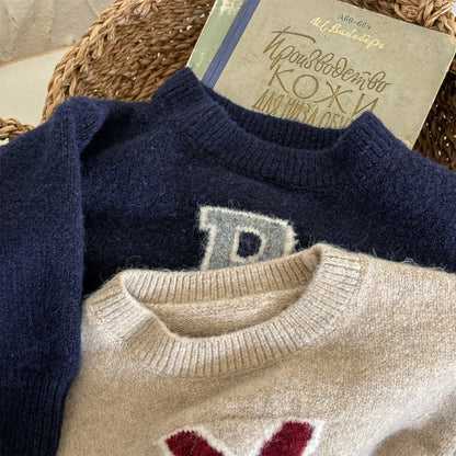 -ビッグワッペンニットセータープルオーバー【mh0010813】 - mamahalo shop - ニット・セーター -  べビー服 - 子供服 - 男の子 - 女の子