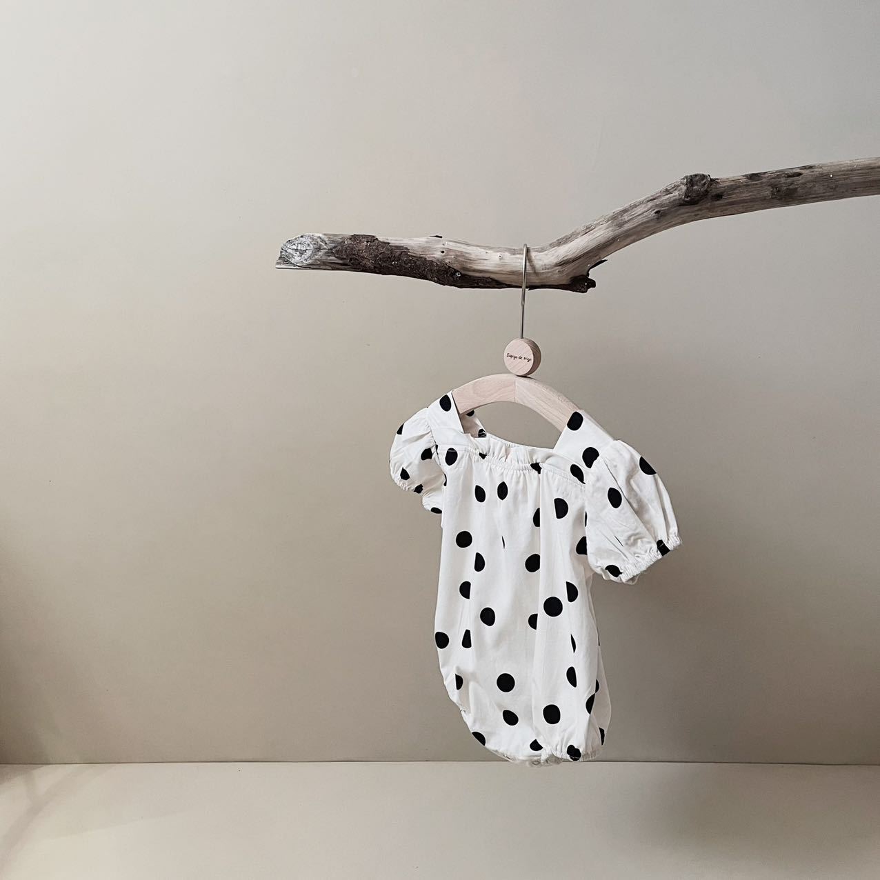 Baby Rabbit Dot Square Neck Short Sleeve Puff Sleeve Romper [mh0001866]