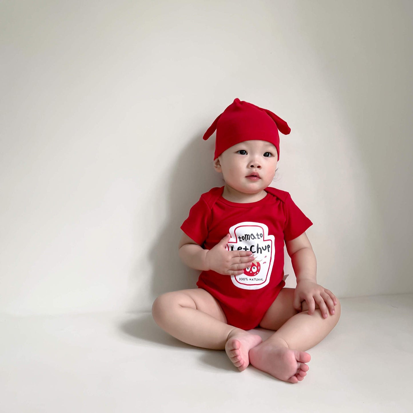 Short-Sleeve Sauce Print Costume Romper マスタード/ケチャップ 半袖ロンパース コスチューム【mh0013372】