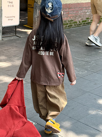 -ペンギン柄プリントTシャツ ロゴ入り長袖トップス【mh0011055】 - mamahalo shop - 長袖Tシャツ -  べビー服 - 子供服 - 男の子 - 女の子