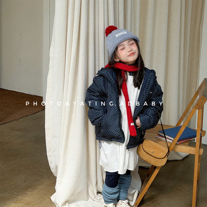 中綿フーディブルゾンジャケット 無地/ドット アウターコート【mh0011915】