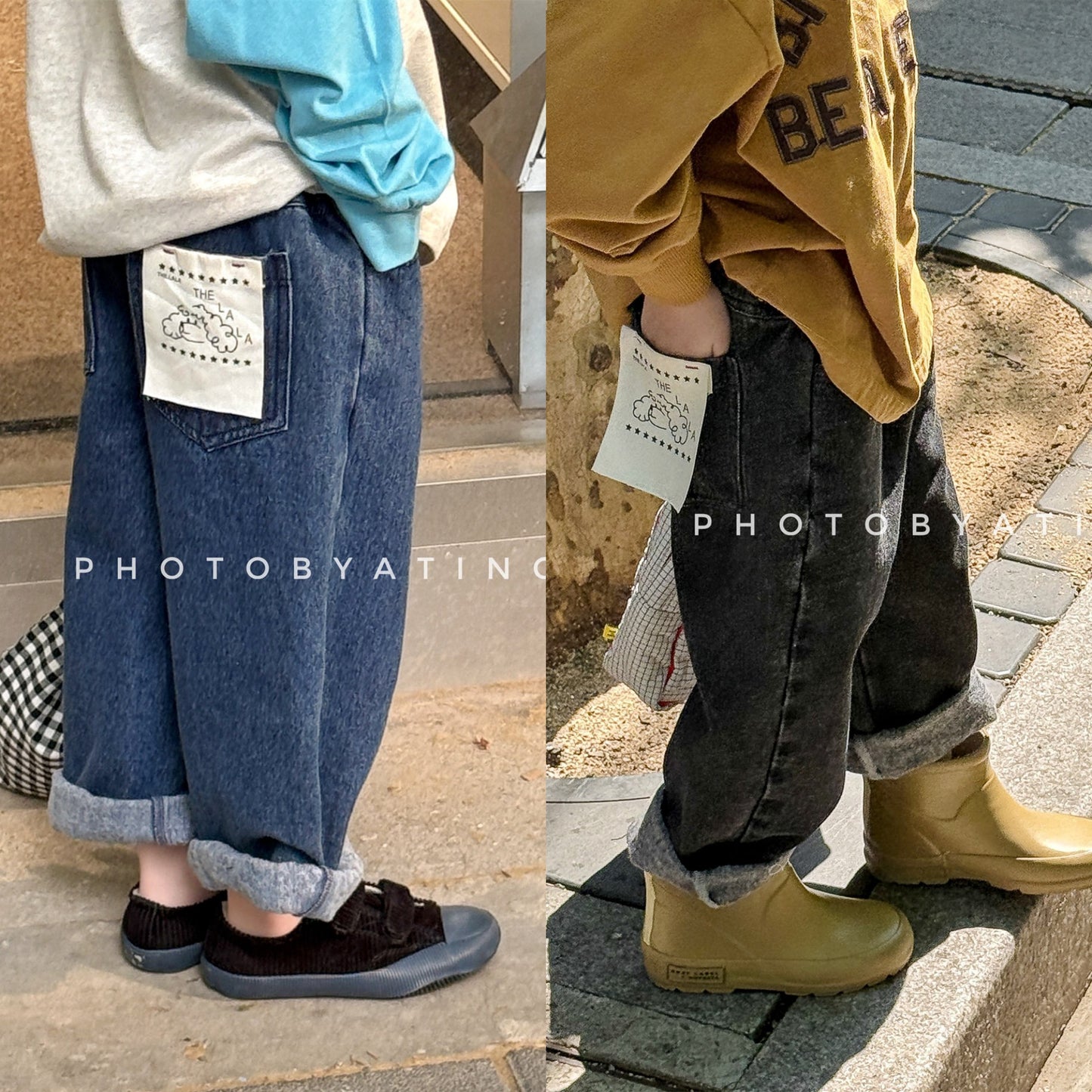 -キャラクタープリントポケットデニムパンツ ワイドパンツ【mh0010808】 - mamahalo shop - デニムパンツ -  べビー服 - 子供服 - 男の子 - 女の子