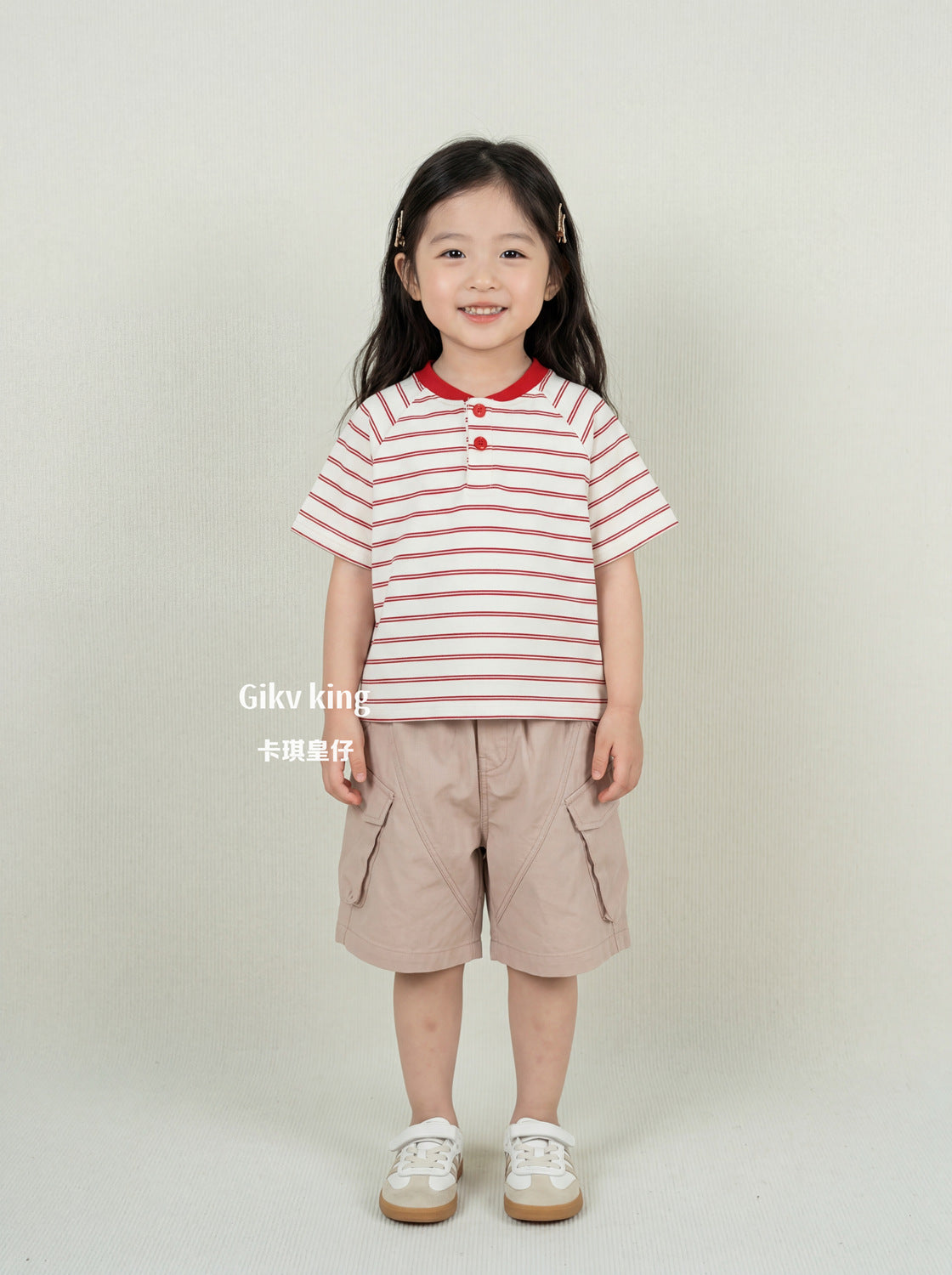 Striped Henley Neck Raglan Tee ボーダー 半袖Tシャツ【mh0013481】