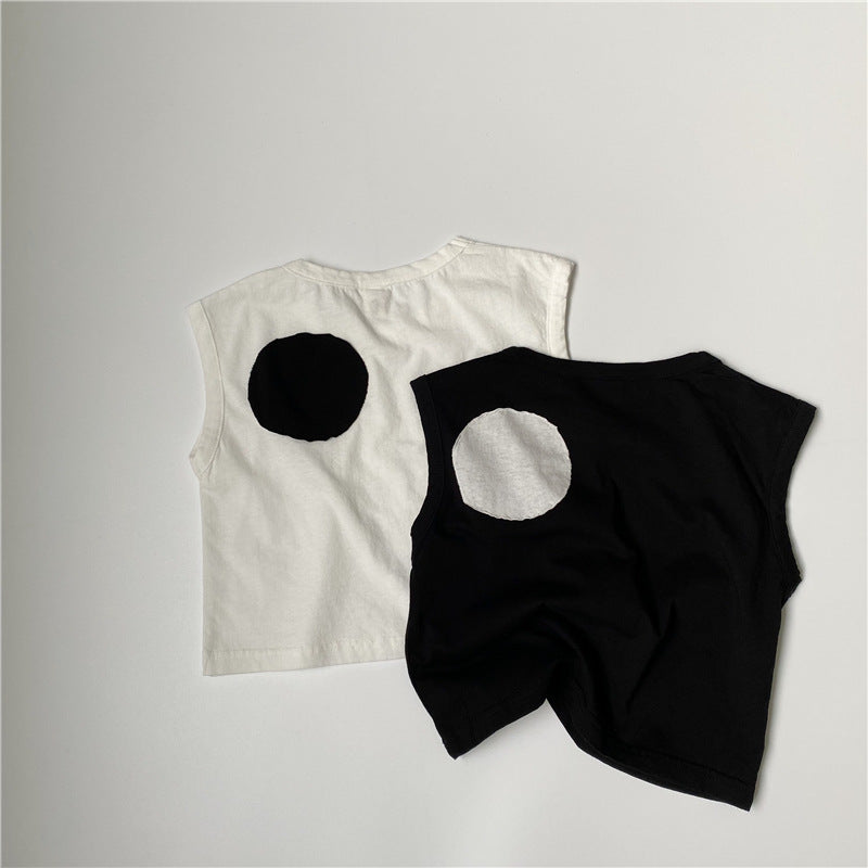 Geometric Back Patch Tank Top まるパッチ ノースリーブトップス【mh0013637】