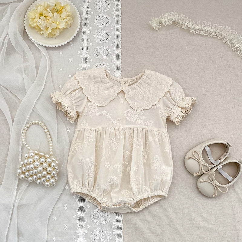 Embroidered Puff Sleeve Romper And Dress 刺繍 パフスリーブ ロンパース ワンピース【mh0013166】