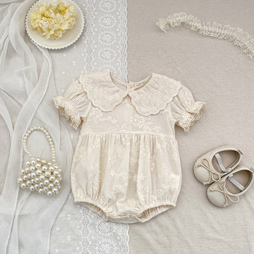 Embroidered Puff Sleeve Romper And Dress 刺繍 パフスリーブ ロンパース ワンピース【mh0013166】